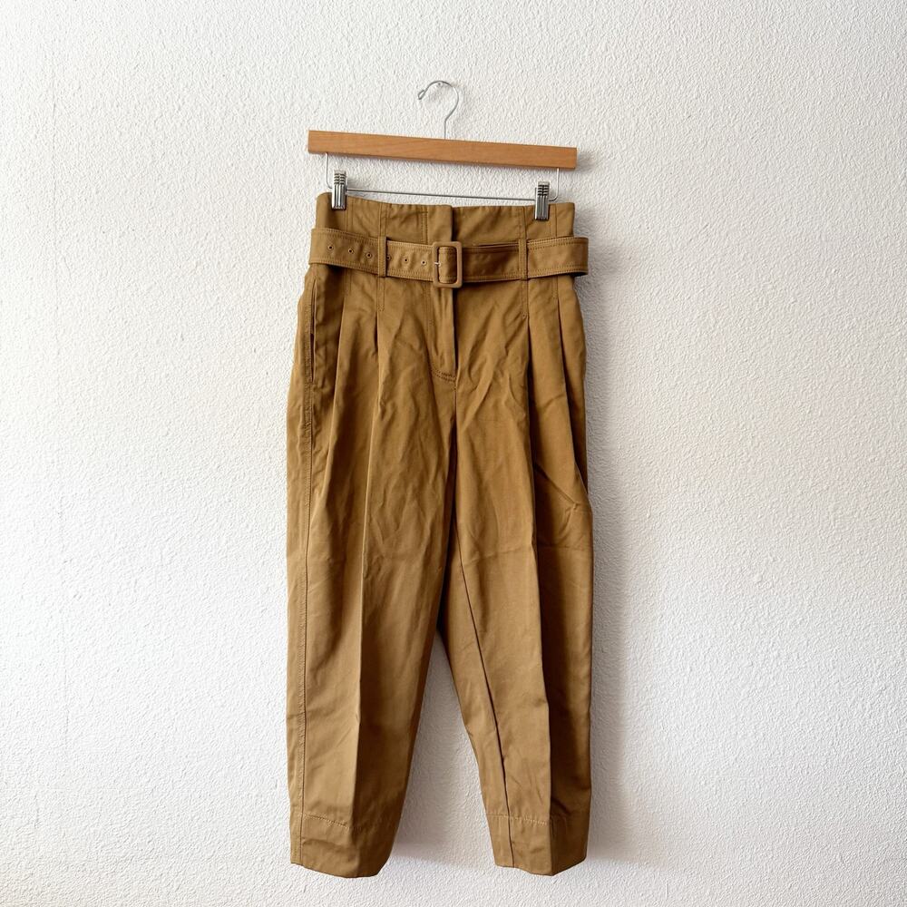 M.M. Lafleur paperbag pants womens 0P brown belt high rise work office business